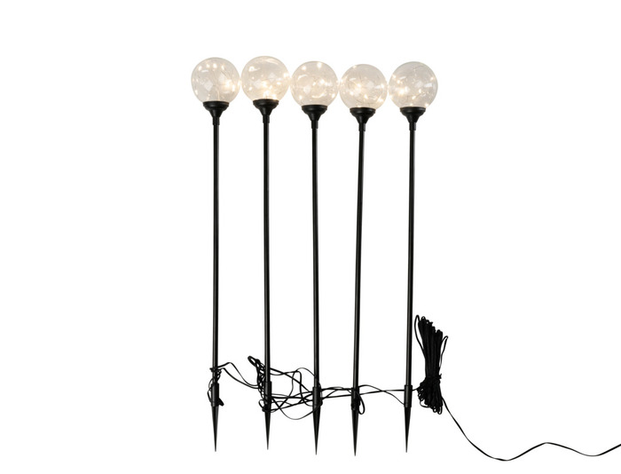 Glasskuler på spyd 50 LED 5-pk.